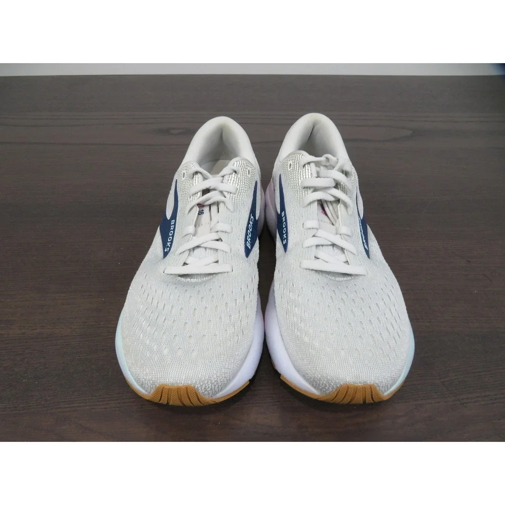 Brooks Ghost Athletic Shoe in Light Gray, Purple & Pink Accent